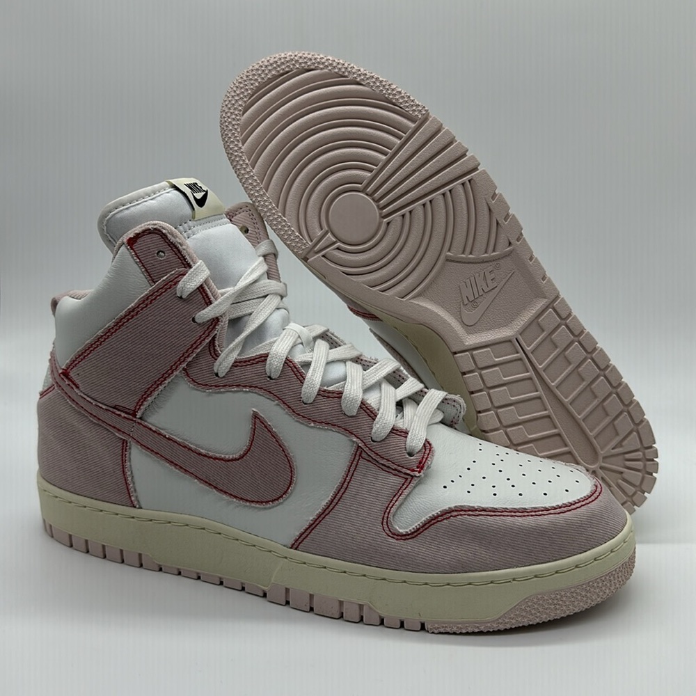 New Men’s Nike Dunk Hi 1985 Barely Rose Pink Denim Summit White DQ8799-100 NWOB - Picture 1 of 5